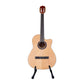 Front view of the Devisev Handmade Acoustic Guitar L330 on a stand, showcasing the solid spruce top and gold tuners