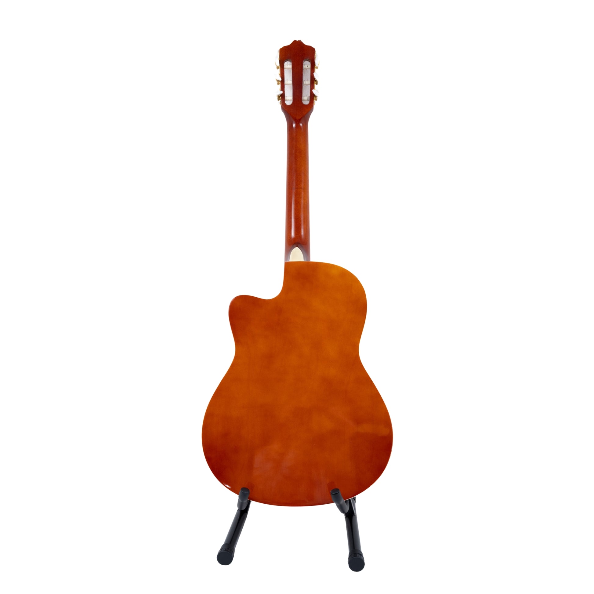 Back view of the Devisev Handmade Acoustic Guitar L330, highlighting the mahogany back and thin body design.