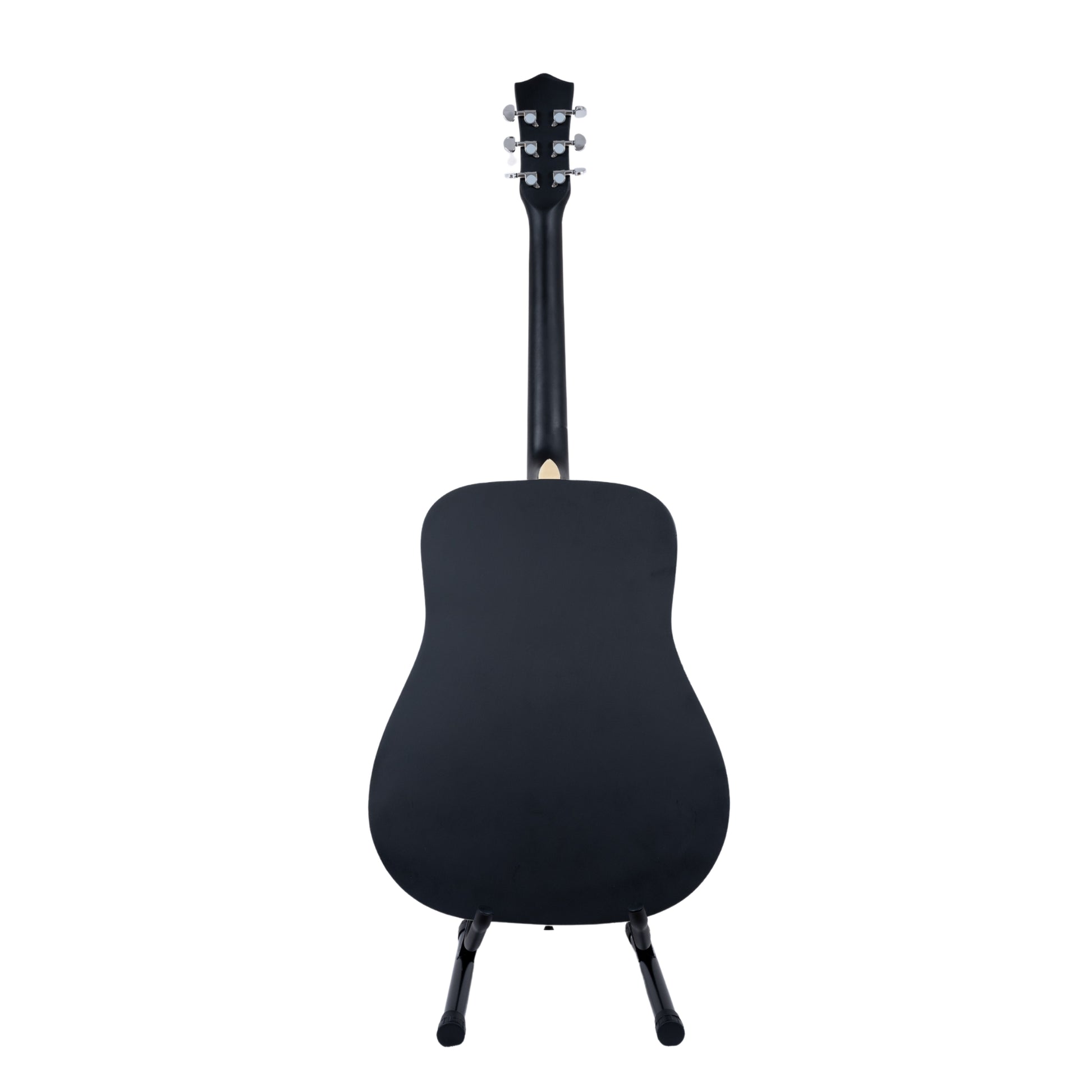 Back view of the GLARRY Acoustic Guitar Model-63 showcasing the smooth black body and durable design.