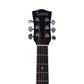 Close-up of the GLARRY Acoustic Guitar Model-63 headstock, featuring chrome tuners for precise tuning.