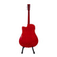 Back view of the Huntington Fire Red Acoustic-Electric Guitar, highlighting the bold red finish and smooth, contoured body.