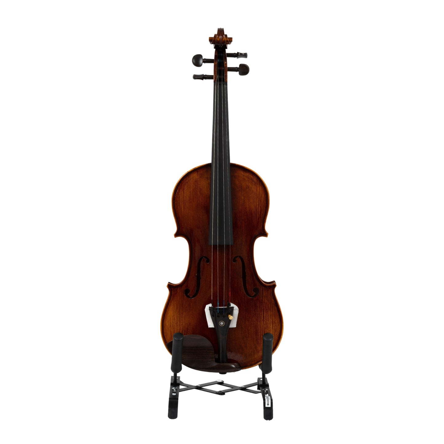 Front view of the LAMI Maestro Brown Violin Model-8, highlighting the spruce top and elegant design suitable for performers.