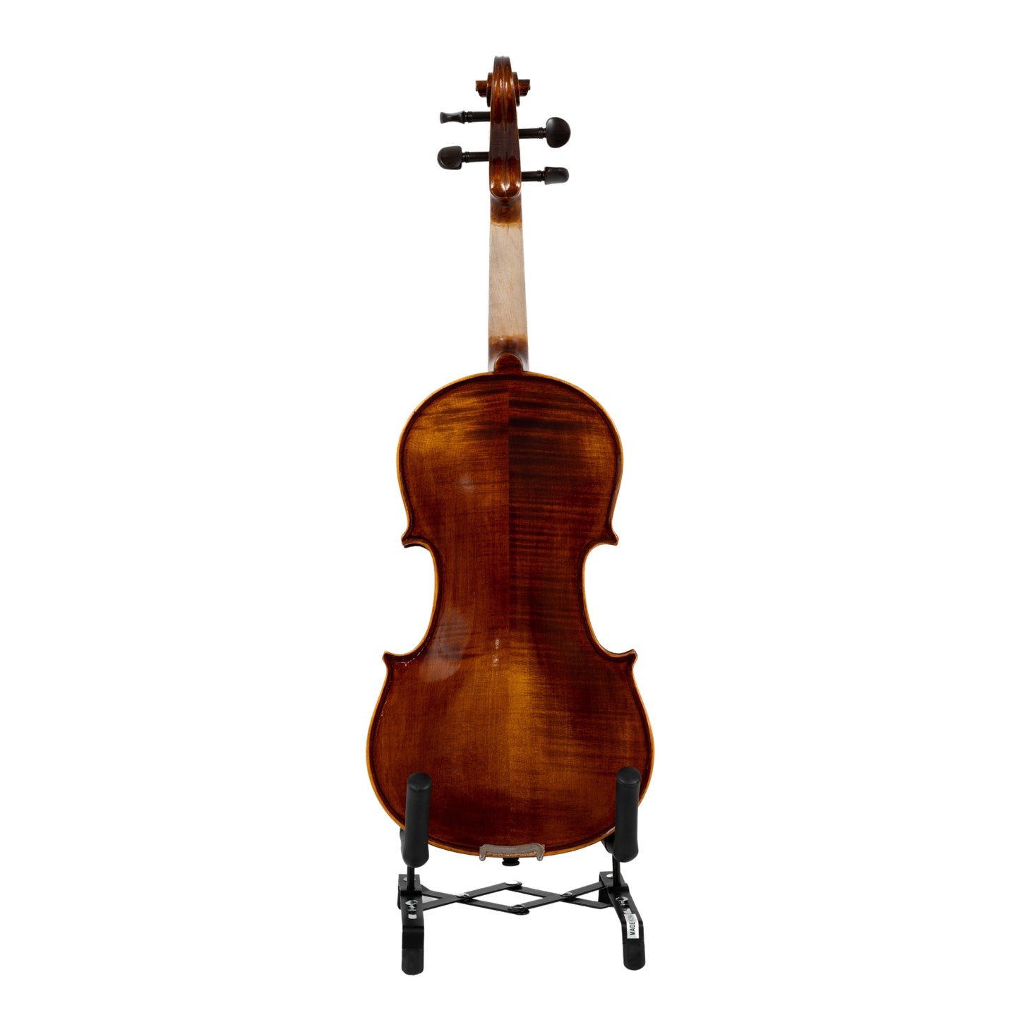 Back view of the LAMI Maestro Brown Violin Model-8, showcasing its rich brown finish and natural wood grain.