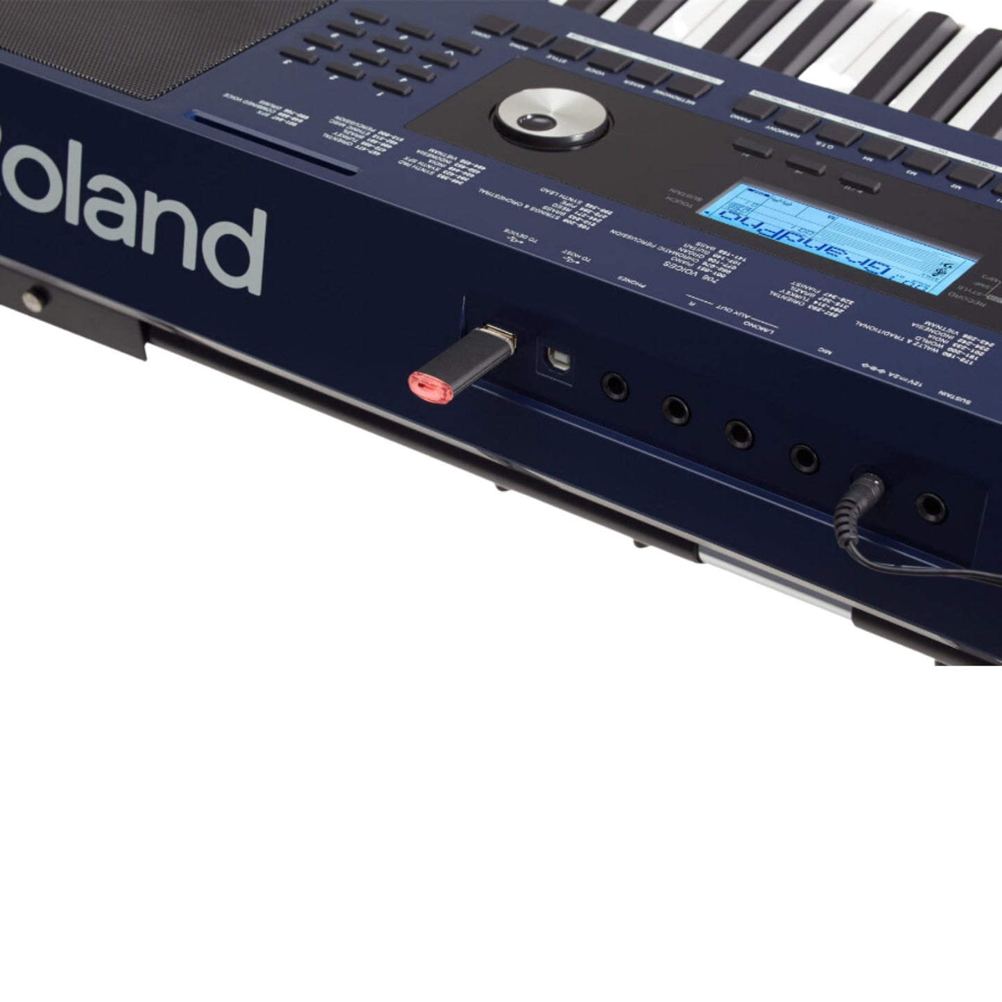 Image of Roland E-X30 Keyboard with Ethnic Sound Options: Display of the Roland E-X30 keyboard's sound selection screen, highlighting its diverse range of ethnic instrument sounds from Asia, Brazil, and the Middle East.